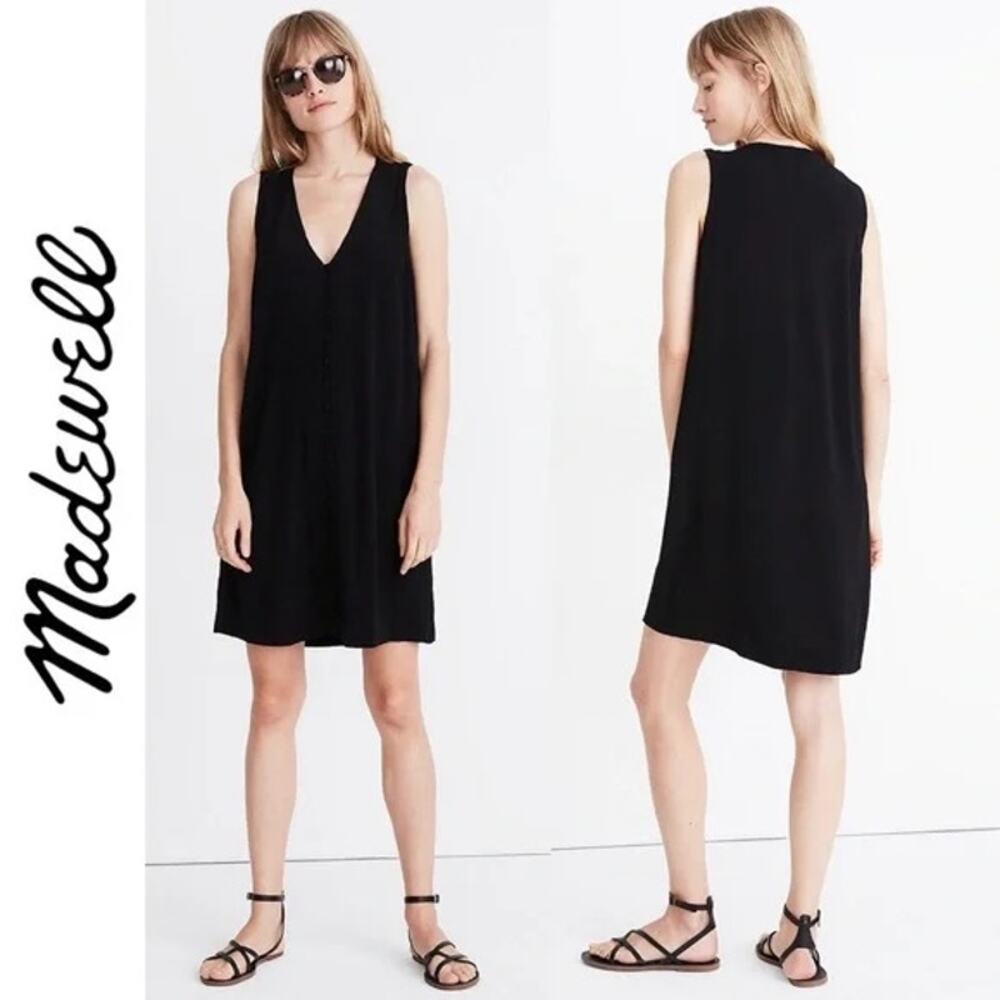 Texture & Thread Madewell Small Heather Button Front Dress Crepe Mini Tank Crepe